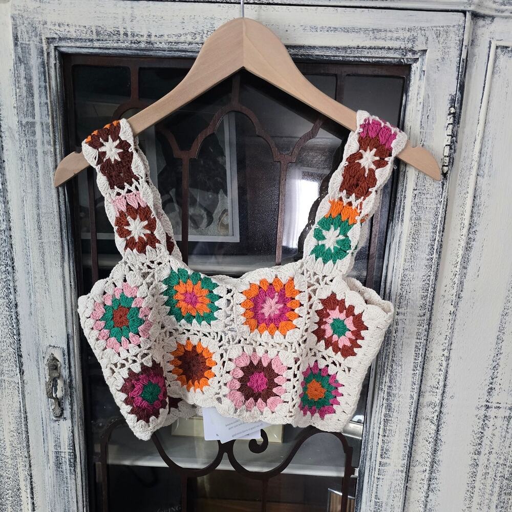 NWT Beach Riot x Anthropologie Crochet Cotton Crop Top - Size Large - Picture 3 of 6